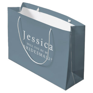 Dusty Blue Will You Be My Bridesmaid Proposal Large Gift Bag