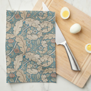 Dusty blue William Morris floral Acanthus & Rose Kitchen Towel