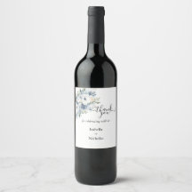 Dusty Blue Wine Bottle Thank you Label