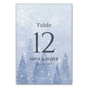 Dusty Blue Winter Landscape Table Number