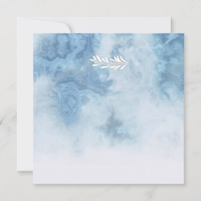 Dusty Blue Winter Script Calligraphy White Branch Invitation (Front)