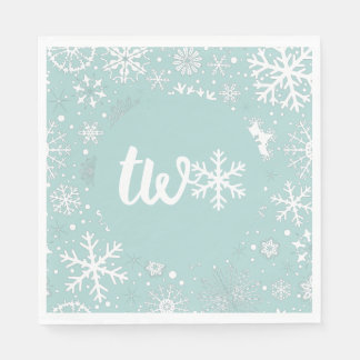 Dusty Blue Winter Second Birthday Snowflake Napkin