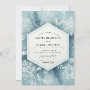 Dusty Blue Winter Woodland Wedding Invitation