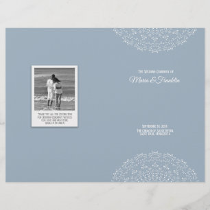 Dusty Blue with white mandal Wedding Program Flyer