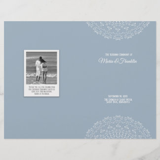 Dusty Blue with white mandal Wedding Program Flyer