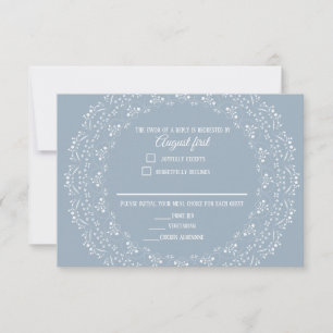 Dusty Blue with White Mandala RSVP card