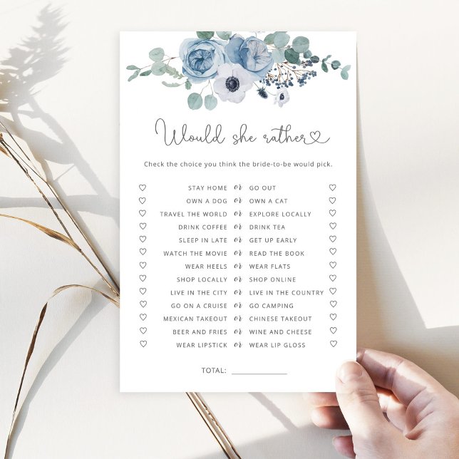 Dusty blue Would she rather bridal shower game (Creator Uploaded)