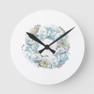 Dusty Blue Wreath Flower Clock