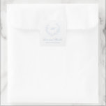 Dusty Blue Wreath Monogram Elegant Wedding Square Sticker<br><div class="desc">Elegant wedding favour stickers featuring a clean and timeless design with your monogram inside of a wreath crest along with the message "love and thanks" and your names.</div>