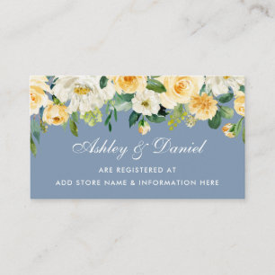 Dusty Blue Yellow White Floral Wedding Registry Enclosure Card