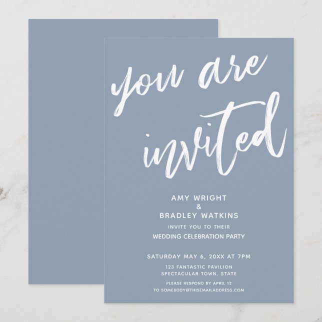 Dusty Blue You Are Invited Wedding Reception Invitation (Front/Back)