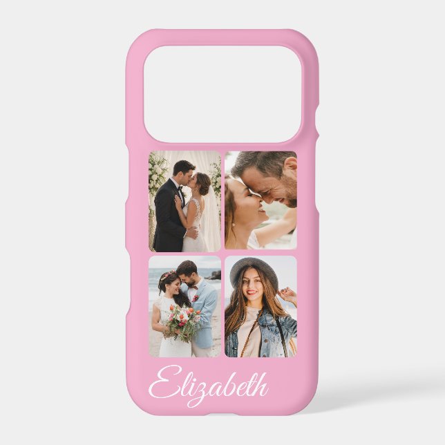Dusty Blush 4 Photo Personalized Name Case-Mate  (Back)