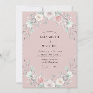 Dusty Blush Peony Wedding Invitation