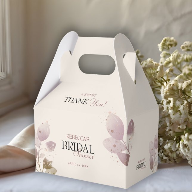Dusty Blush Pink Floral Thank You Bridal Shower Favor Box (Creator Uploaded)