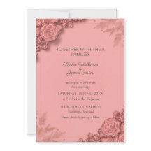 Dusty Blush Pink Rose Floral Wedding Invitation