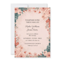 Dusty Blush Rose Garden Wedding Invitation
