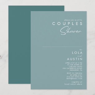 Dusty Boho Blue and Green Couples Shower Invitation