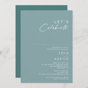Dusty Boho   Blue and Green Let's Celebrate Invitation