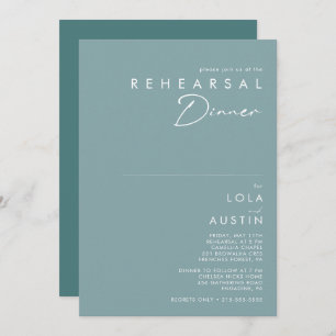 Dusty Boho   Blue and Green Rehearsal Dinner Invitation