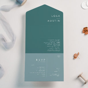 Dusty Boho Blue and Green Seal and Send All In One Invitation