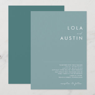 Dusty Boho Blue and Green Wedding Invitation