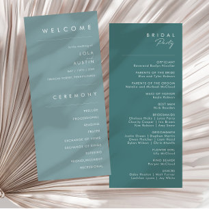Dusty Boho   Blue and Green Wedding Program