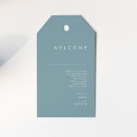 Dusty Boho | Blue and Green Wedding Welcome Gift Tags<br><div class="desc">This Dusty Boho | Blue and Green wedding welcome gift tag is perfect for your colourful rustic boho wedding. Its simple, unique modern design accompanied by a contemporary minimalist script, dusty blue, and teal green colour palette gives this product a classic chic bohemian feel. Keep it as is, or choose...</div>