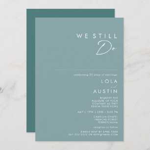 Dusty Boho Blue & Green We Still Do Vow Renewal Invitation