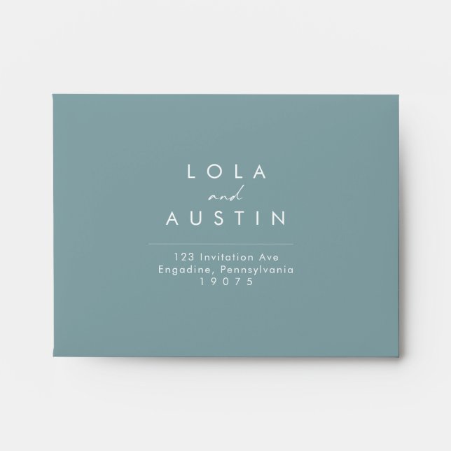 Dusty Boho | Blue self-addressed RSVP Envelope (Front)
