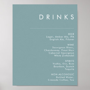 Dusty Boho   Blue Wedding Drinks Menu Sign