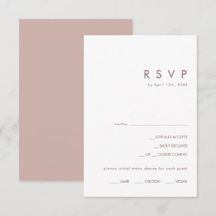 Dusty Boho   Carte RSVP de choix du menu Rose et v
