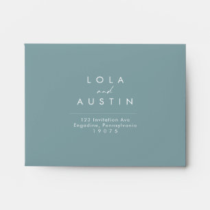 Dusty Boho   Enveloppe RSVP bleue auto-adressée
