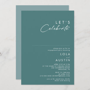 Dusty Boho Green and Blue Let's Celebrate Invitation