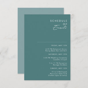 Dusty Boho   Green and Blue Schedule of Events Enclosure Card