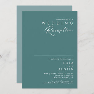 Dusty Boho Green and Blue Wedding Reception Invitation