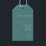 Dusty Boho | Green and Blue Wedding Welcome Gift Tags<br><div class="desc">This Dusty Boho | Green and Blue wedding welcome gift tag is perfect for your colourful rustic boho wedding. Its simple, unique modern design accompanied by a contemporary minimalist script, dusty blue, and teal green colour palette gives this product a classic chic bohemian feel. Keep it as is, or choose...</div>