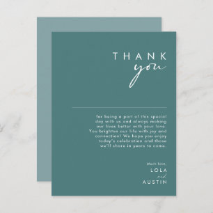 Dusty Boho Green & blue Reception Thank You Card
