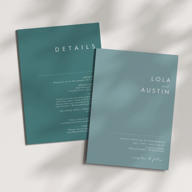 Dusty Boho | Invitation de mariage bleu et vert (Créateur téléchargé)