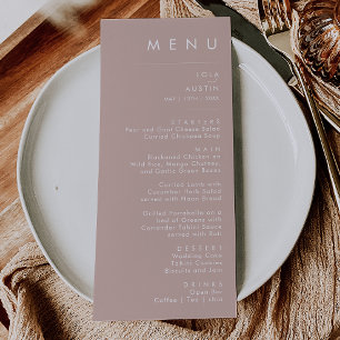 Dusty Boho Menu du dîner Rose et violet Mariage