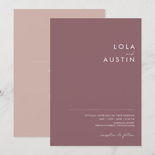 Dusty Boho   Purple and Rose All In One Wedding Invitation