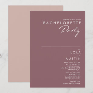 Dusty Boho   Purple and Rose Bachelorette Party Invitation