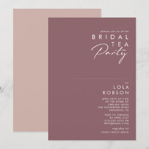 Dusty Boho   Purple and Rose Bridal Tea Party Invitation