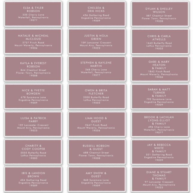 Dusty Boho | Purple Guest Address Labels (Front)