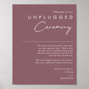 Dusty Boho Purple Unplugged Ceremony Sign