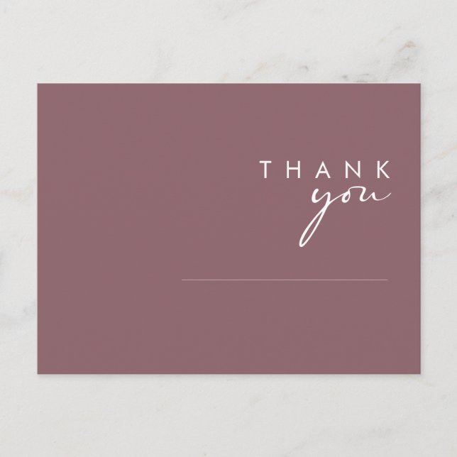 Dusty Boho | Purple Wedding Thank You Postcard (Front)