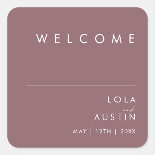 Dusty Boho Purple Wedding Welcome Square Sticker