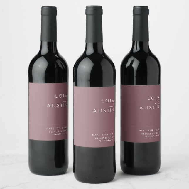 Dusty Boho | Purple Wedding Wine Label (Bottles)