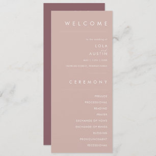 Dusty Boho   Rose and Purple Gold Wedding Program