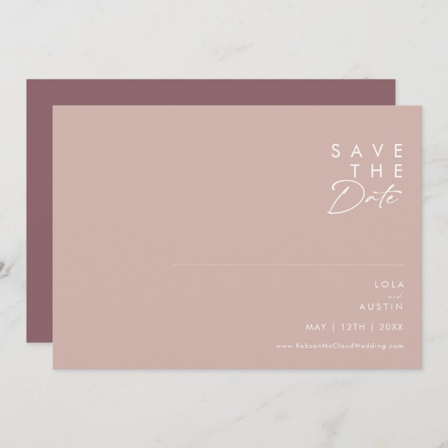 Dusty Boho | Rose & Purple Horizontal Save The Save The Date (Front/Back)