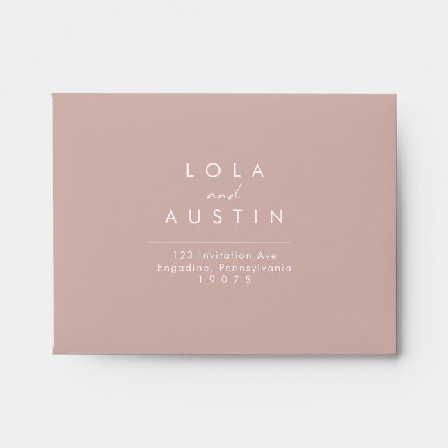 Dusty Boho | Rose self-addressed RSVP Envelope (Front)